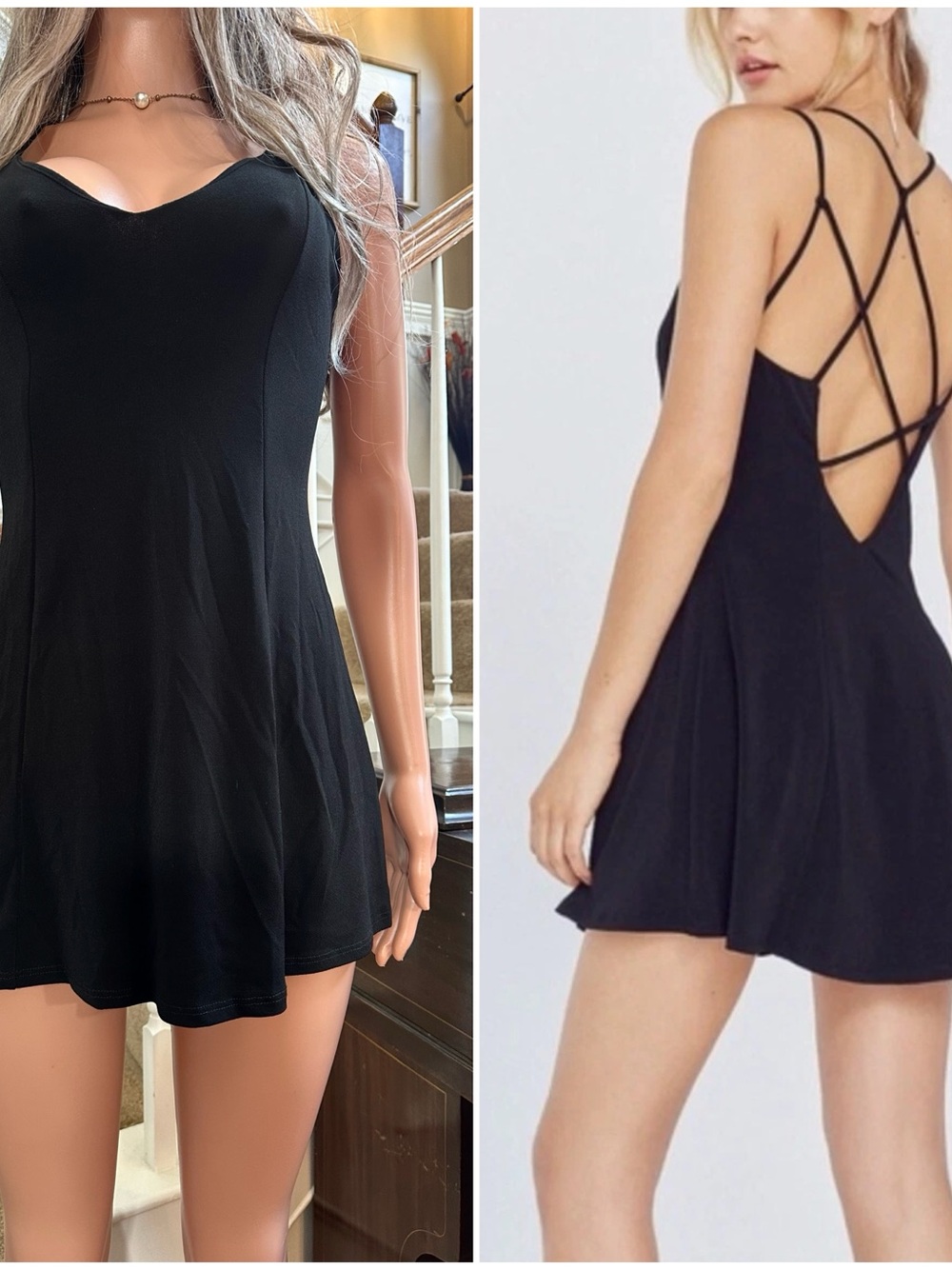 NWT Urban Outfitters Black Strappy Back mini Skater Dress